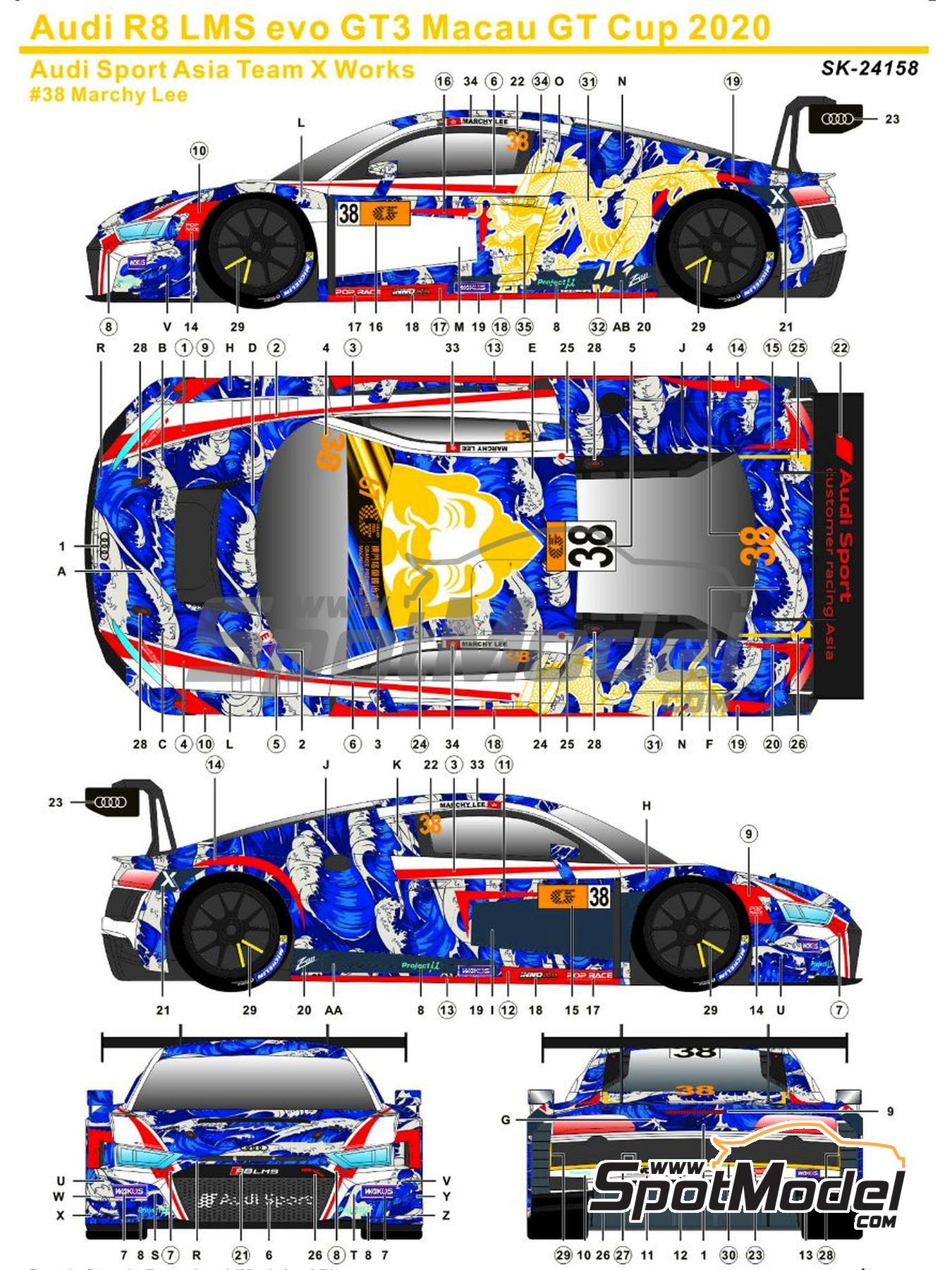 SK Decals SK24158: Marking / livery 1/24 scale - Audi R8 LMS Evo